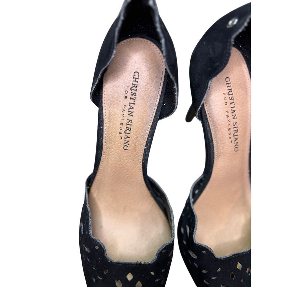 Christian Siriano Women's 9 Black Suede Eyelet High Heels, Ankle Lace Up Option - Picture 9 of 11